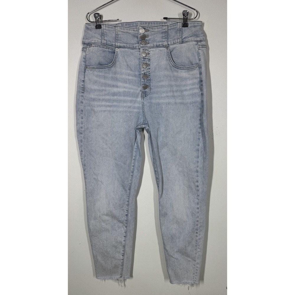 Veronica Beard Katherine Corset Extra High Rise Jeans Light Wash Button Fly 14